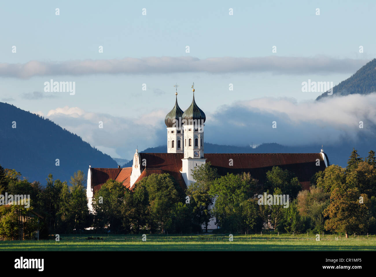 Abbazia di Benediktbeuern, Alta Baviera, Baviera, Germania, Europa PublicGround Foto Stock