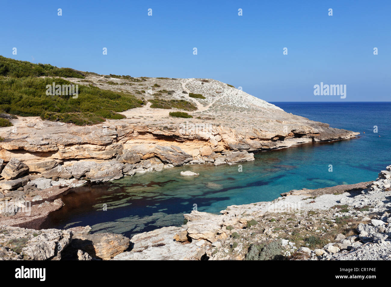 Cala Estrata, spiaggia vicino a Arta, Maiorca, isole Baleari, Spagna, Europa Foto Stock