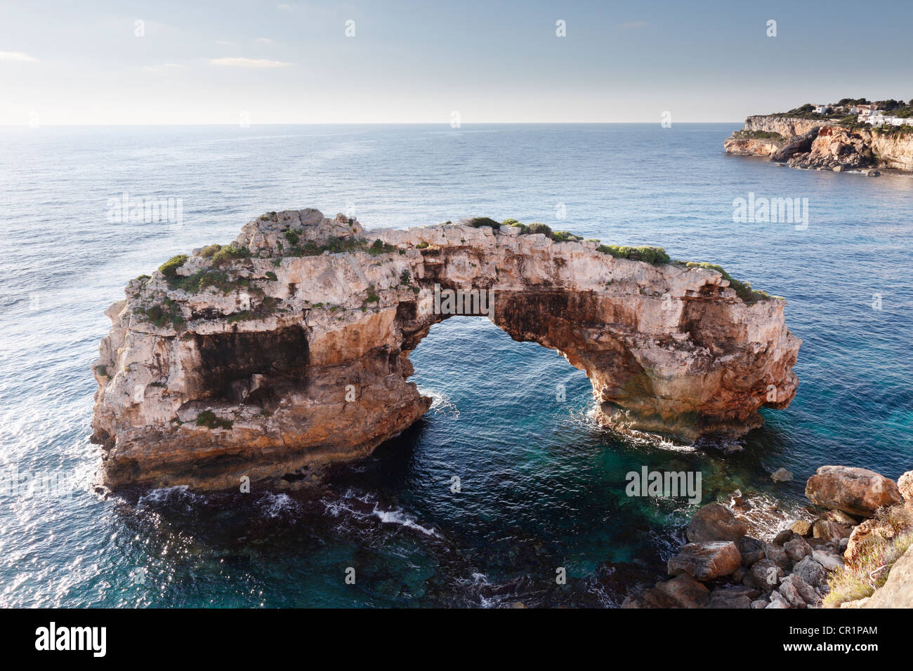 Es Pontas ponte di roccia, Cala Santanyi, Maiorca, isole Baleari, Spagna, Europa Foto Stock