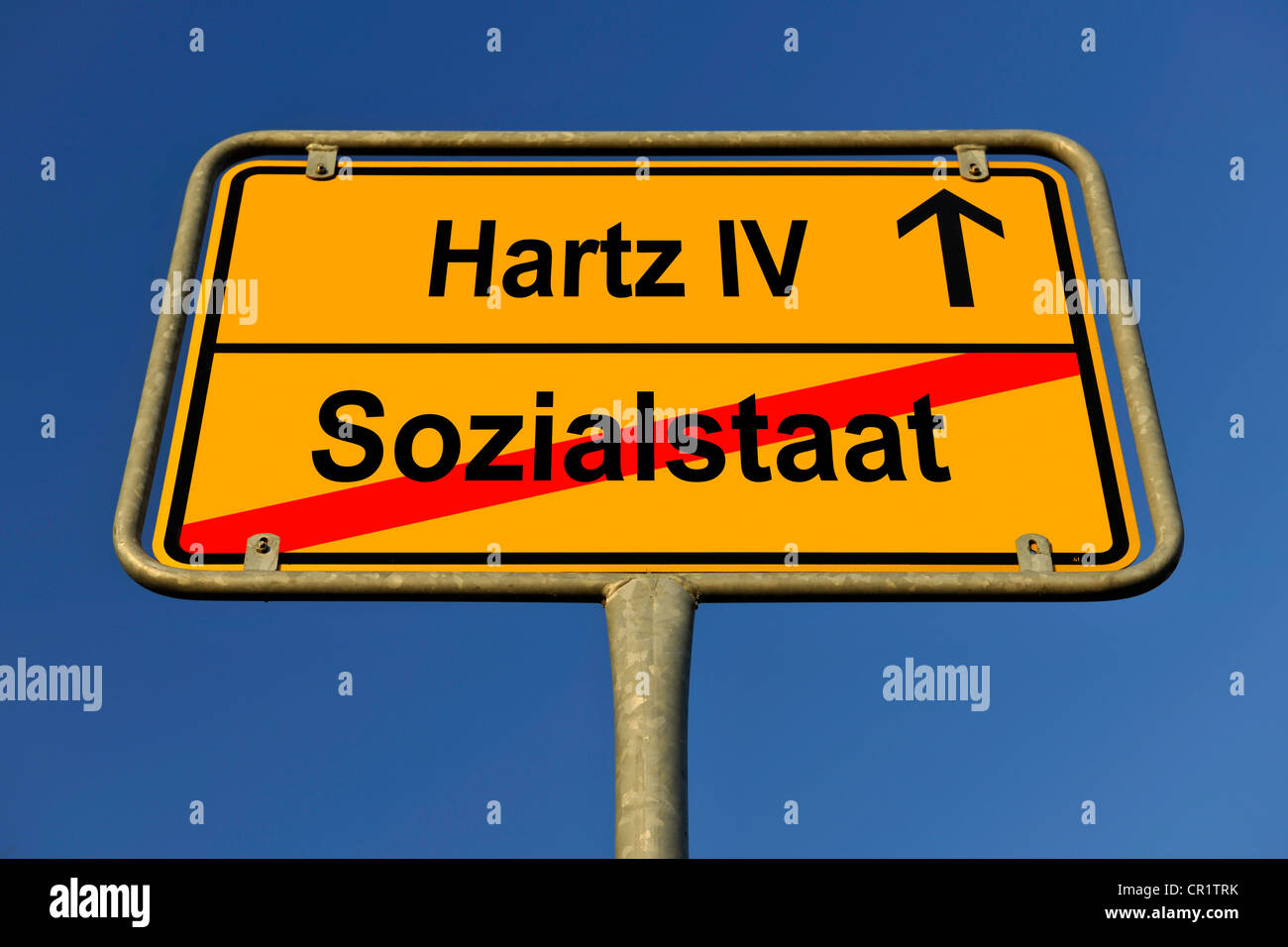 Città segno Limite, immagine simbolica in tedesco per le incompatibilità di uno stato di benessere e di Hartz IV Foto Stock