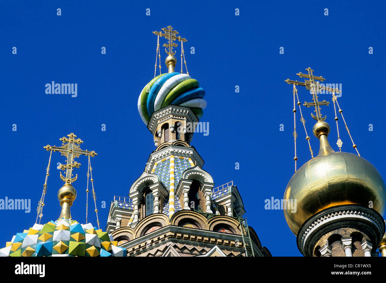 Russie, San Pietroburgo, Patrimonio Mondiale dell'UNESCO, le cupole della cattedrale ortodossa del Salvatore sul Sangue versato (1883-1907) Foto Stock