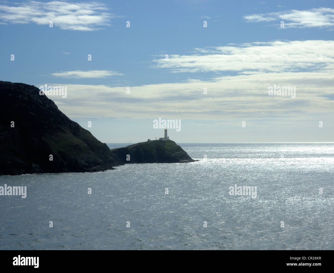 Sud pila faro da Nord Stack, Anglesey, Galles del Nord Foto Stock