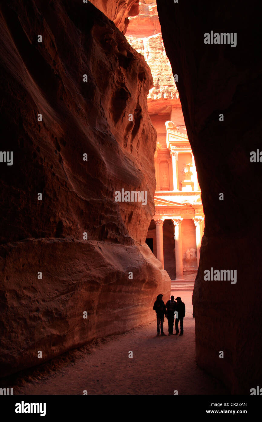 Ingresso al tesoro, PETRA, Giordania, MEDIO ORIENTE Foto Stock