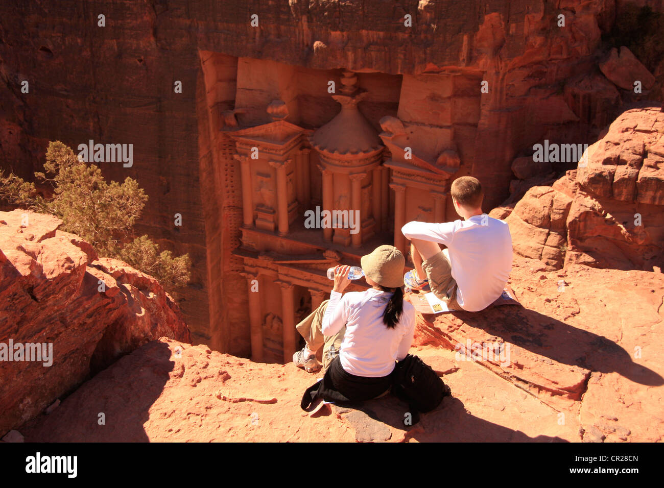 Il tesoro dal di sopra, PETRA, Giordania, MEDIO ORIENTE Foto Stock