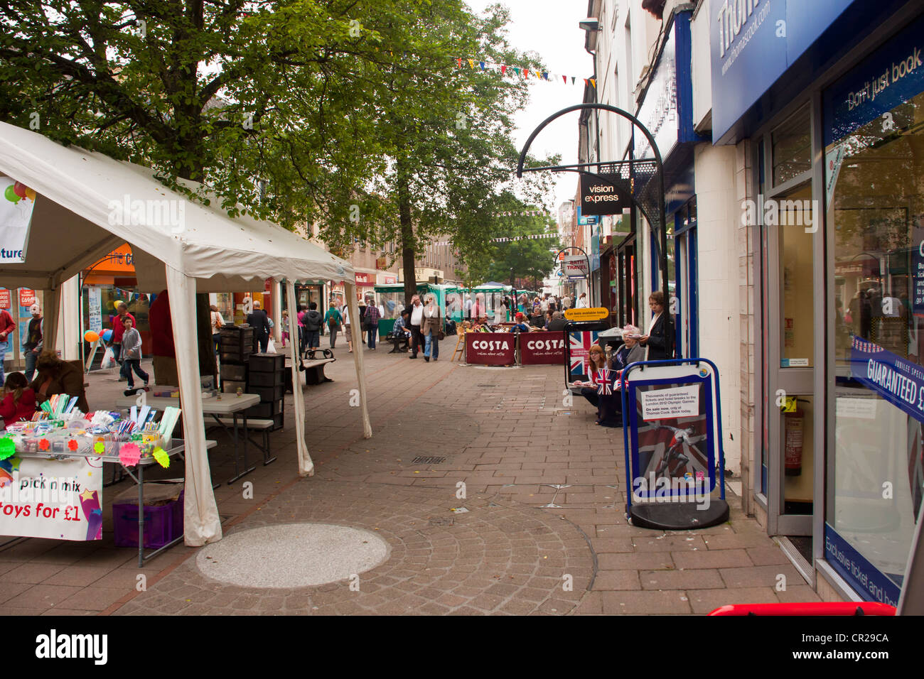Centro Storico area commerciale e pedonale, Newton Abbot, Devon, Regno Unito. Foto Stock
