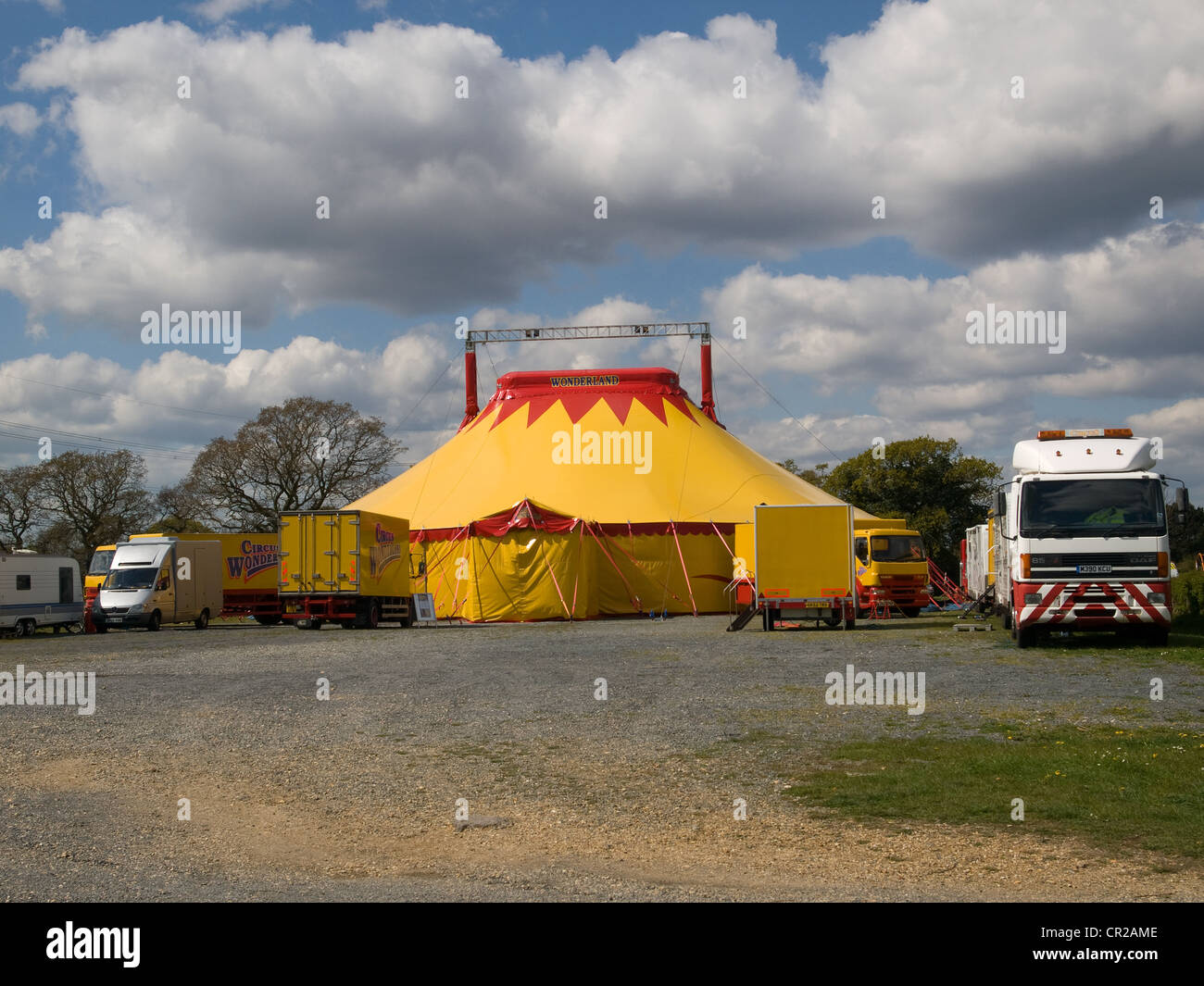 Circus Big Top tenda alla pista Warily Fawley Inghilterra Hampshire REGNO UNITO Foto Stock