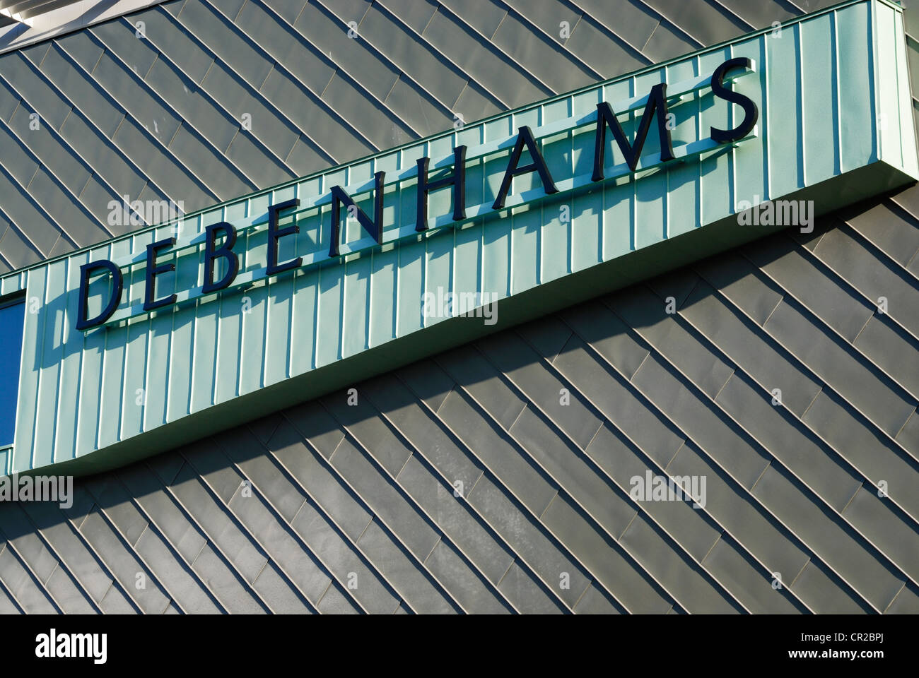 Segno Debenhams sul negozio di Warrington. Foto Stock