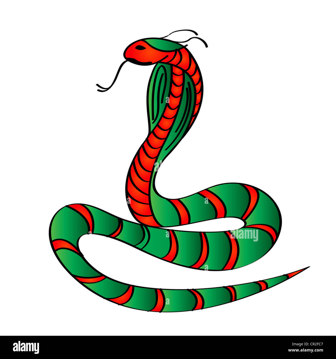 Stilizzata Cobra snake su sfondo bianco, clip art. Foto Stock