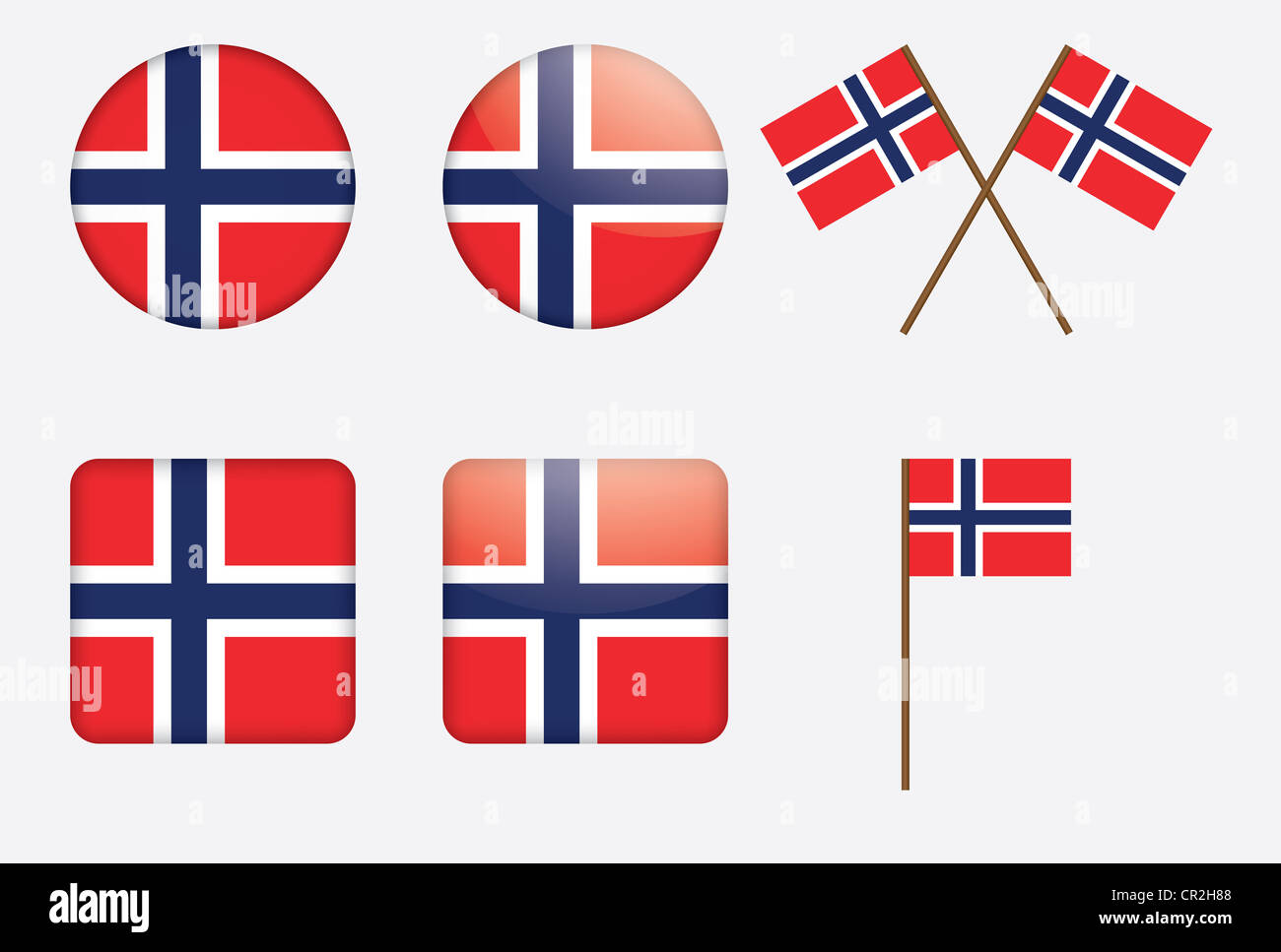 I badge con bandiera norvegese illustrazione vettoriale Foto Stock