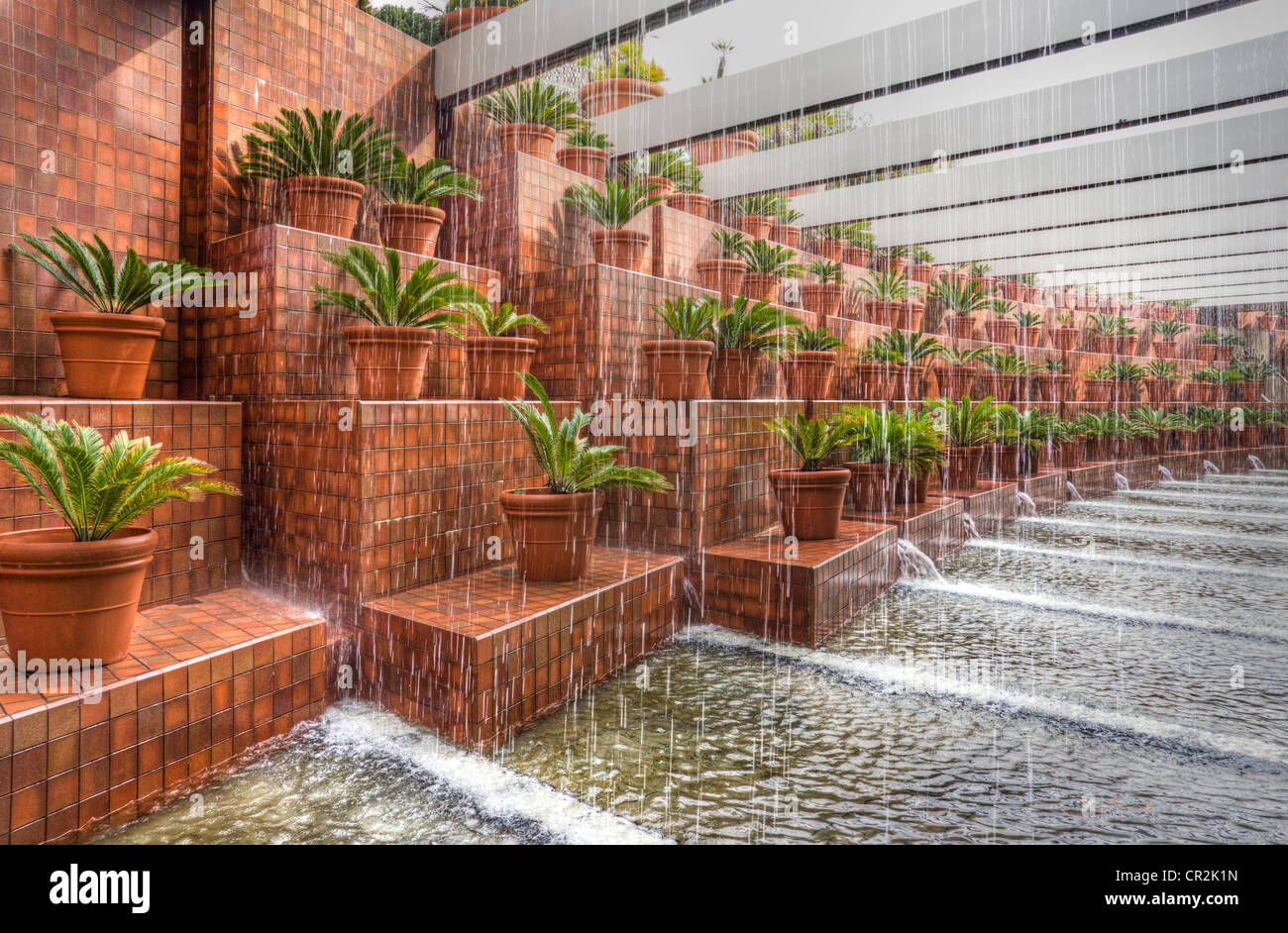 Funzione di acqua al di fuori del Casino di Barcellona, Spagna Foto Stock