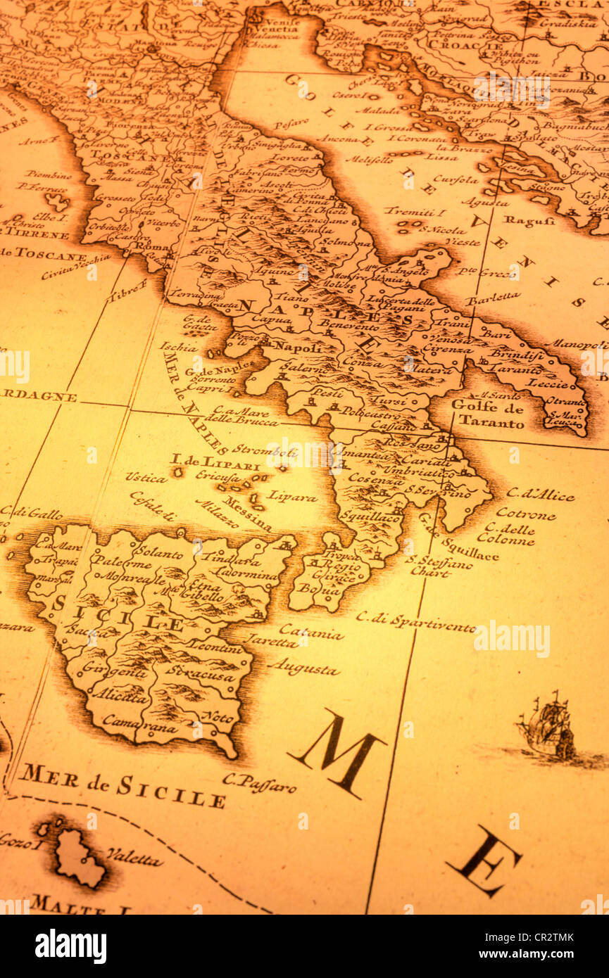 Antica Mappa di Italia e i Balcani. Mappa è dal 1680 ed è al di fuori del diritto d'autore. Foto Stock