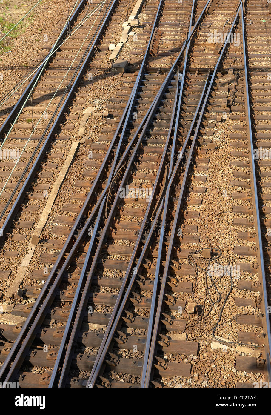 Un raccordo ferroviario. Treni n. Foto Stock