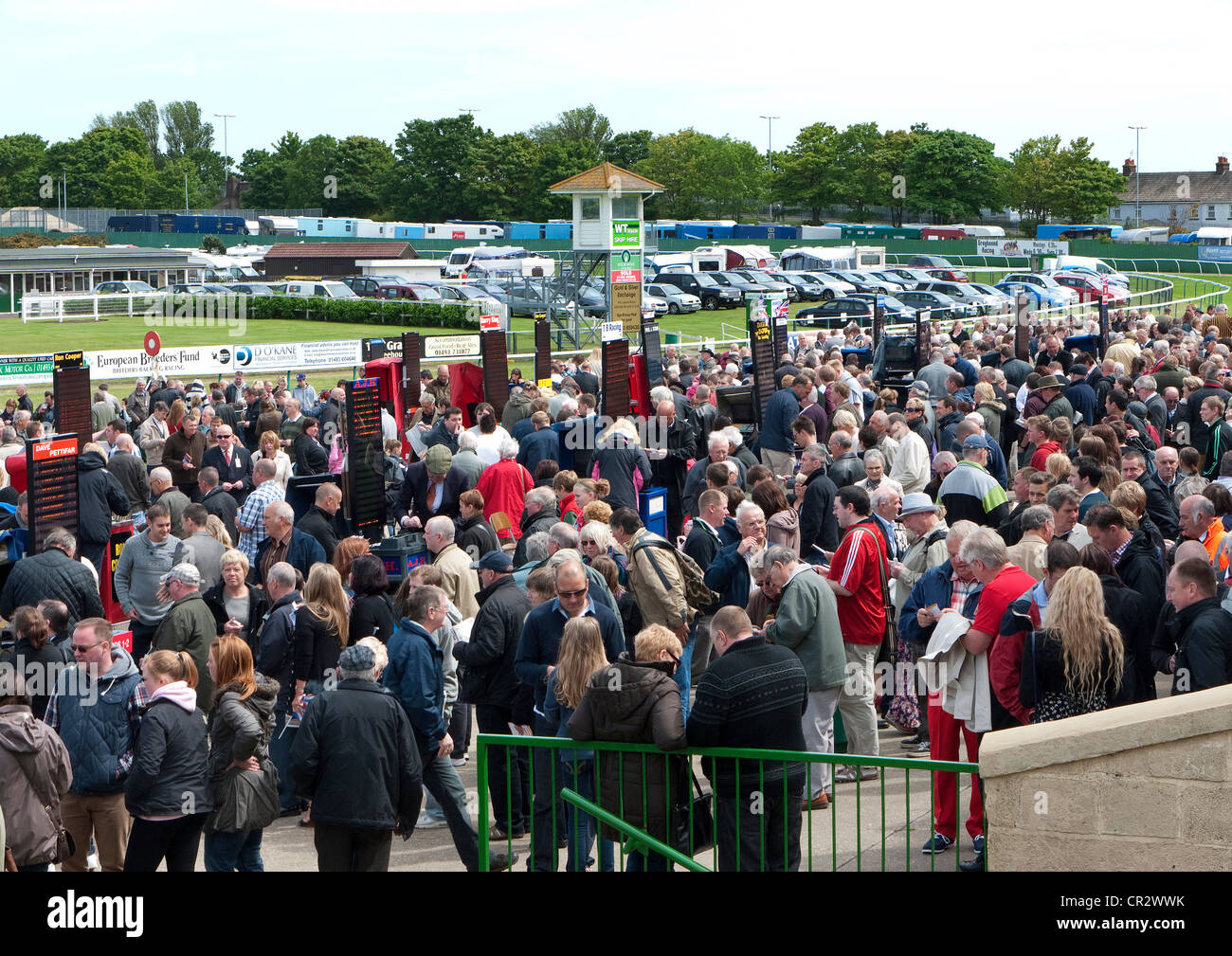 folla di corse di cavalli, grande yarmouth, norfolk, inghilterra Foto Stock