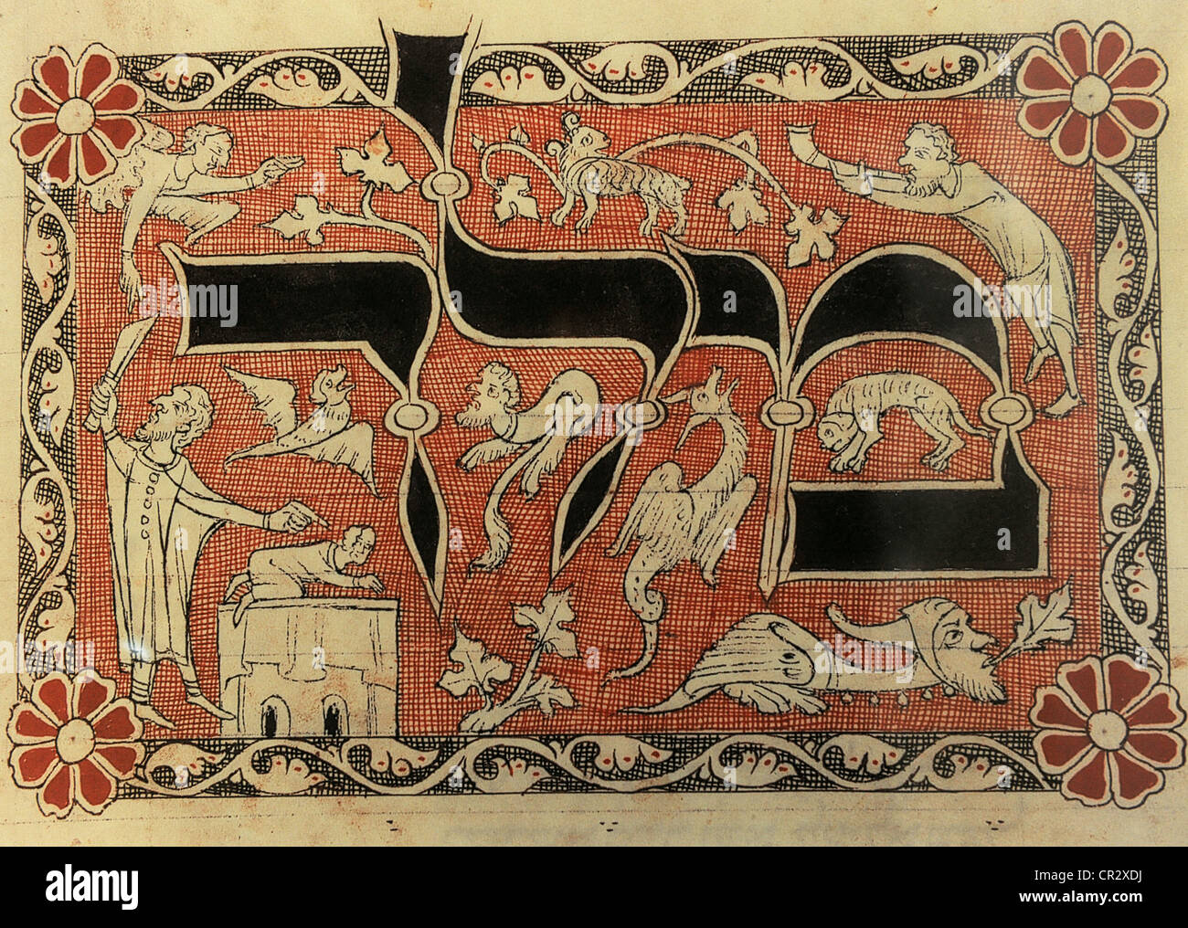 La storia degli ebrei. Medioevo. Miniauture raffigurante il Sacrificio di Isacco, presi da un Machzor. La riproduzione. Il Museo ebraico Foto Stock