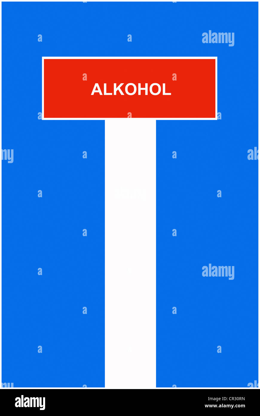 Immagine simbolica, dead end street, cul-de-sac, alcol, tedesco per "alcool' Foto Stock