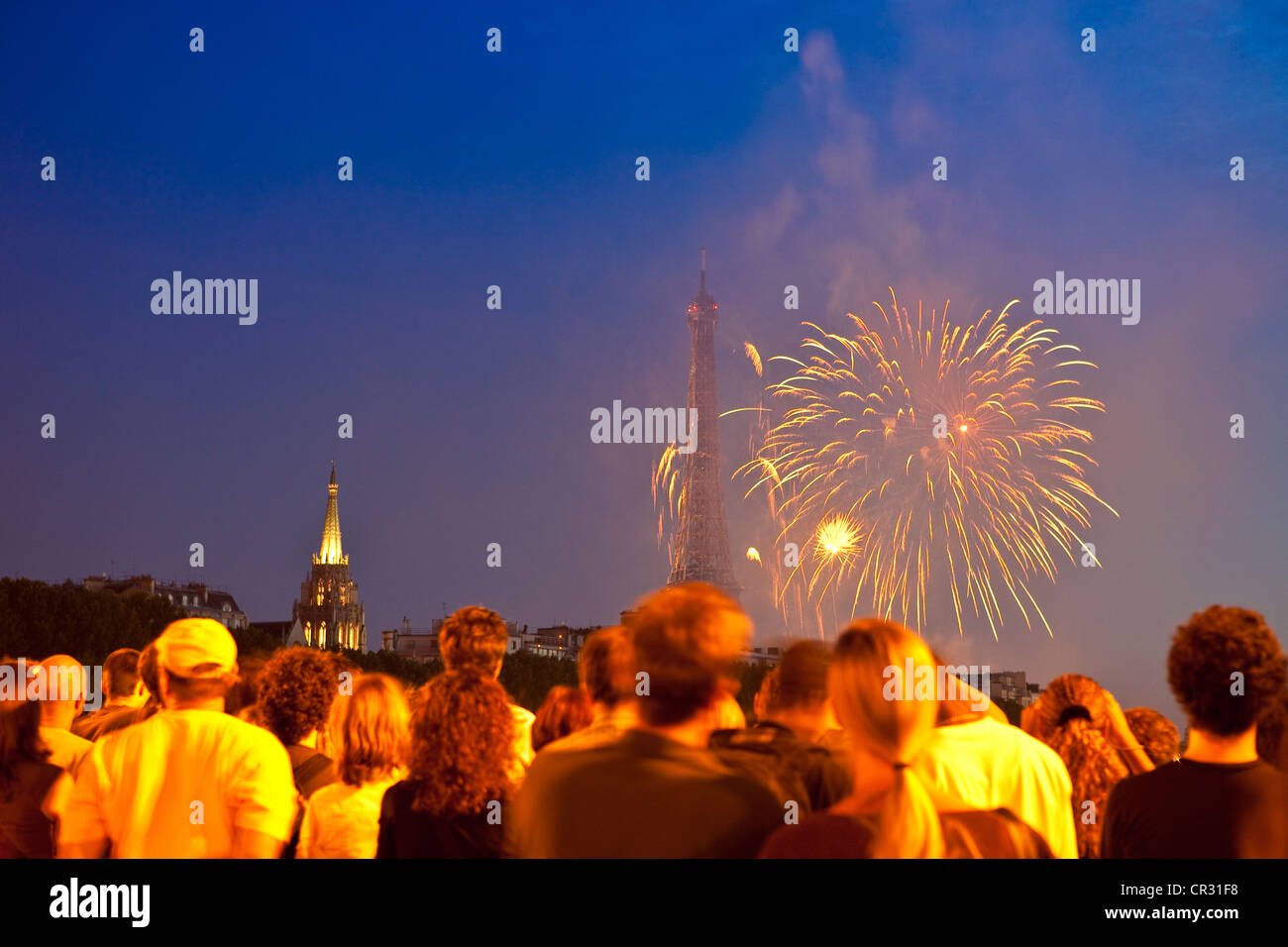 Francia, Parigi, Bastille Day 2009 fuochi d'artificio Foto Stock