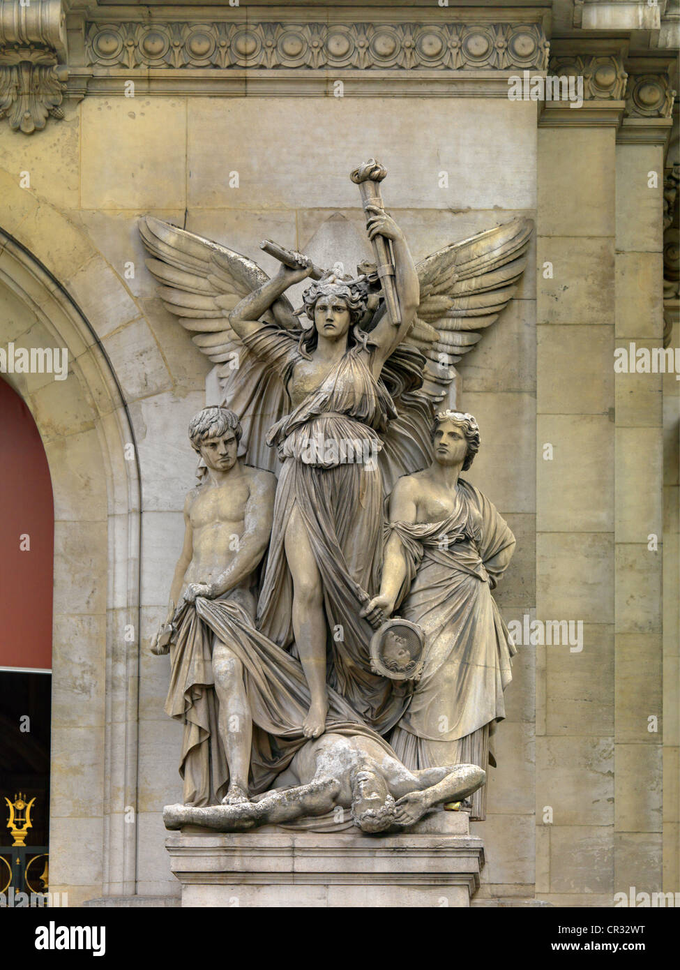 Francia Paris Opera House statua particolare edificio anteriore ingresso Foto Stock