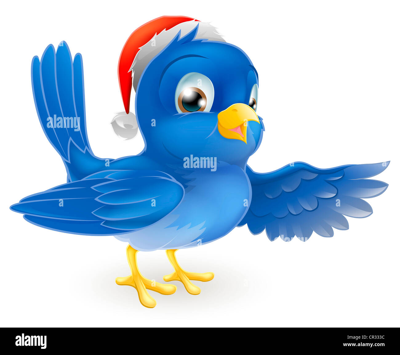 Illustrazione di puntamento indossando bluebird Christmas Santa Hat Foto Stock