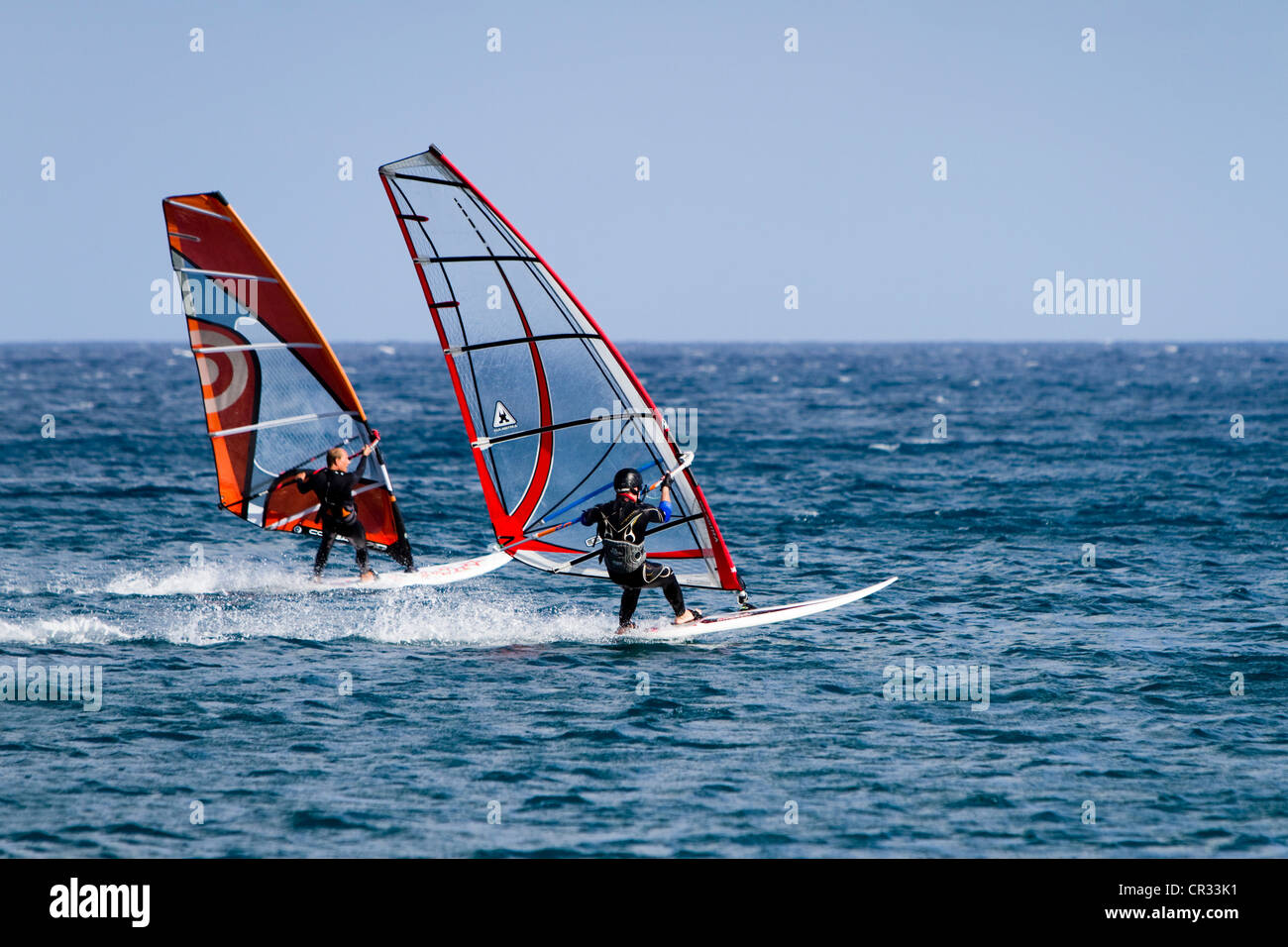 Windsurfers, El Medano, Tenerife, Isole Canarie, Spagna, Europa Foto Stock