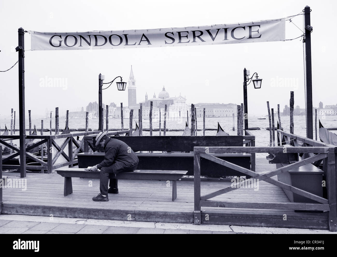 Servizio Gondole, Venezia Foto Stock