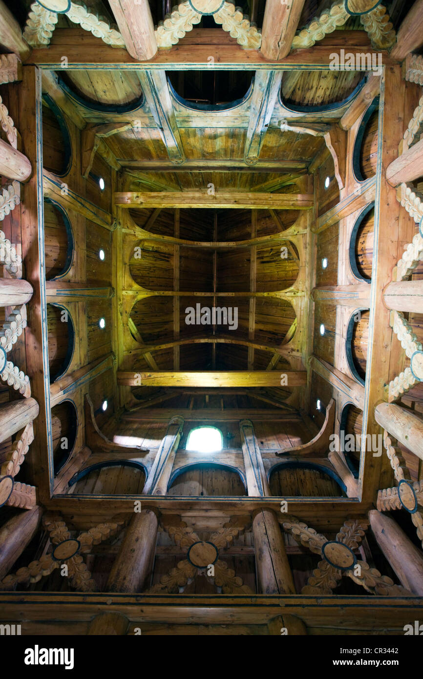 Borgund doga Chiesa, vista interna, Norvegia, Scandinavia, Europa Foto Stock