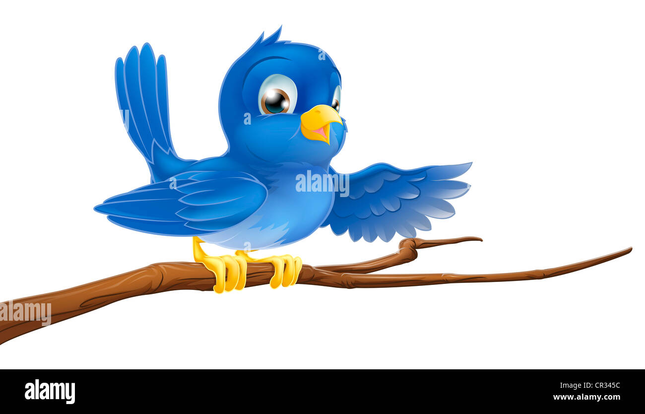 Illustrazione di un bluebird seduto su un ramo di albero rivolta o mostra Foto Stock