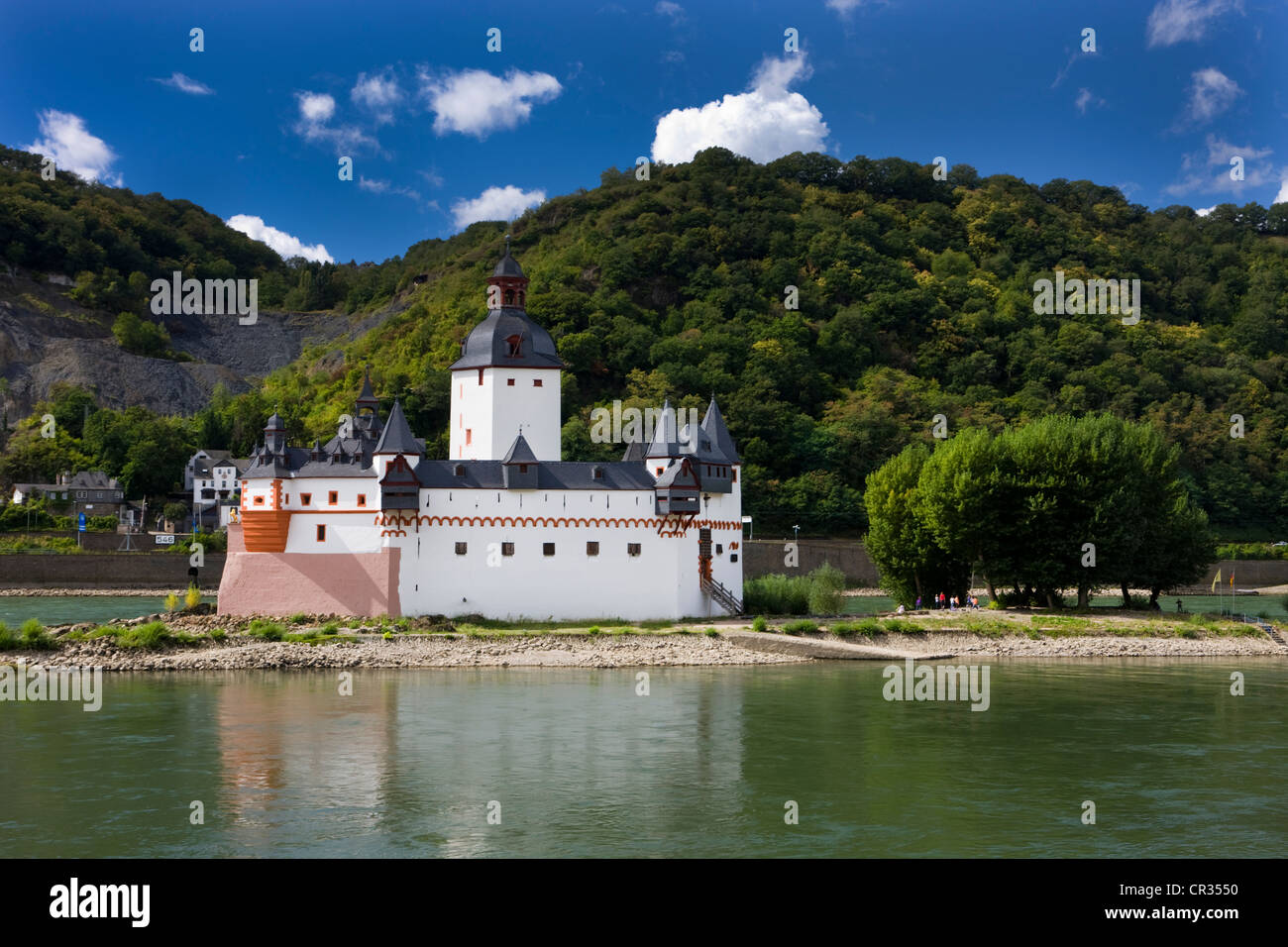 Burg Pfalzgrafenstein castello di pedaggio nel Reno, Kaub, UNESCO - Sito Patrimonio dell'Umanità Valle del Reno superiore e centrale, Renania-Palatinato Foto Stock