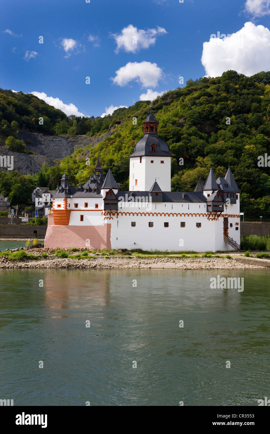 Burg Pfalzgrafenstein castello di pedaggio nel Reno, Kaub, UNESCO - Sito Patrimonio dell'Umanità Valle del Reno superiore e centrale, Renania-Palatinato Foto Stock