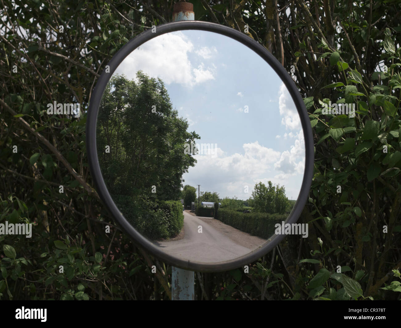 Convesso specchio stradale Foto stock - Alamy