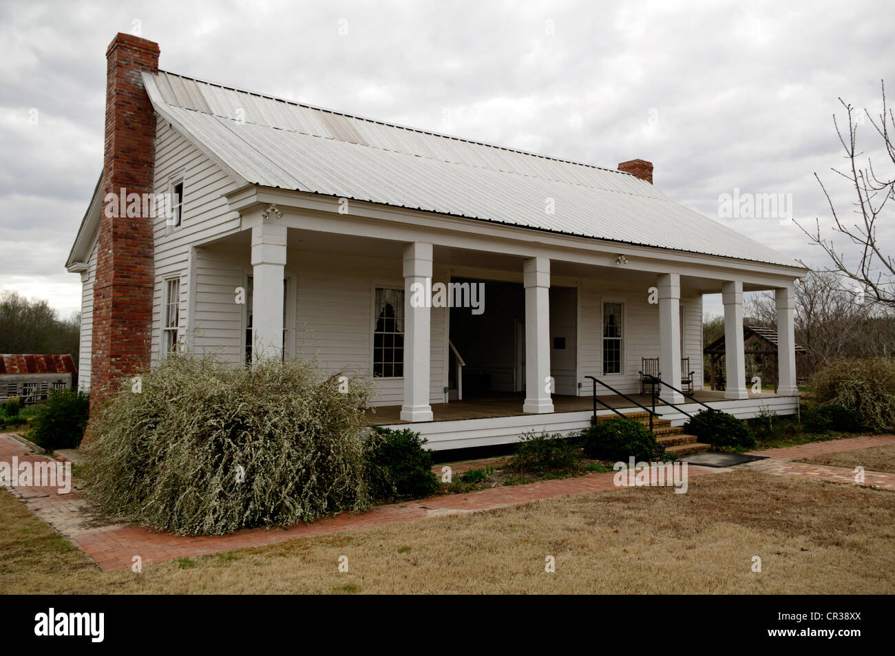 Un inizio Texas casa colonica di intorno al 1870 dopo essere stato ristrutturato e in uso come un museo. Foto Stock