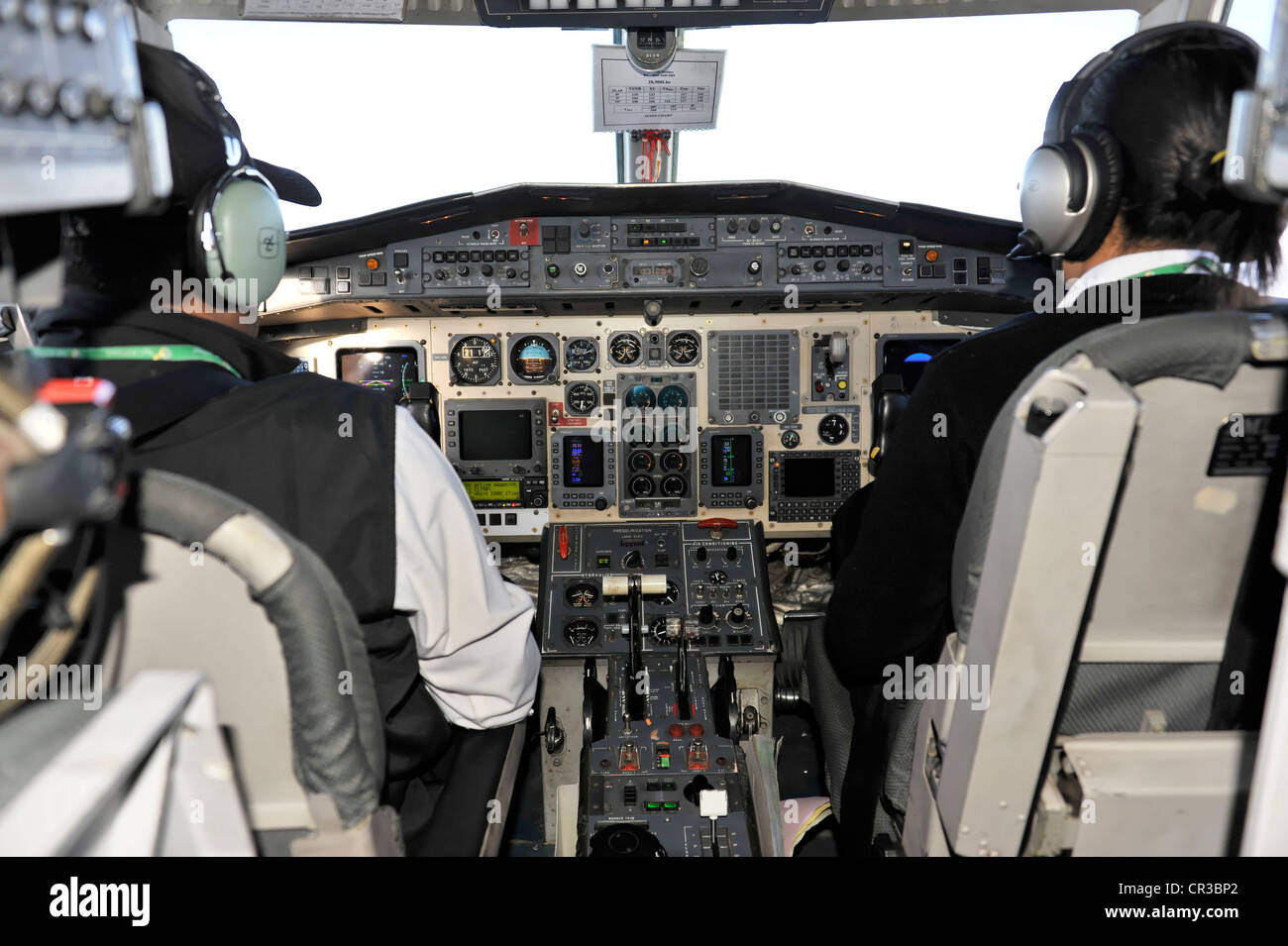 Il cockpit, volo panoramico con Yeti Airlines, Kathmandu, Nepal, Asia Foto Stock