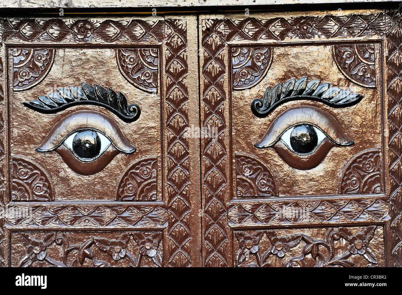 Gli occhi su di una porta, Shanker Hotel, Kathmandu, Nepal, Asia Foto Stock