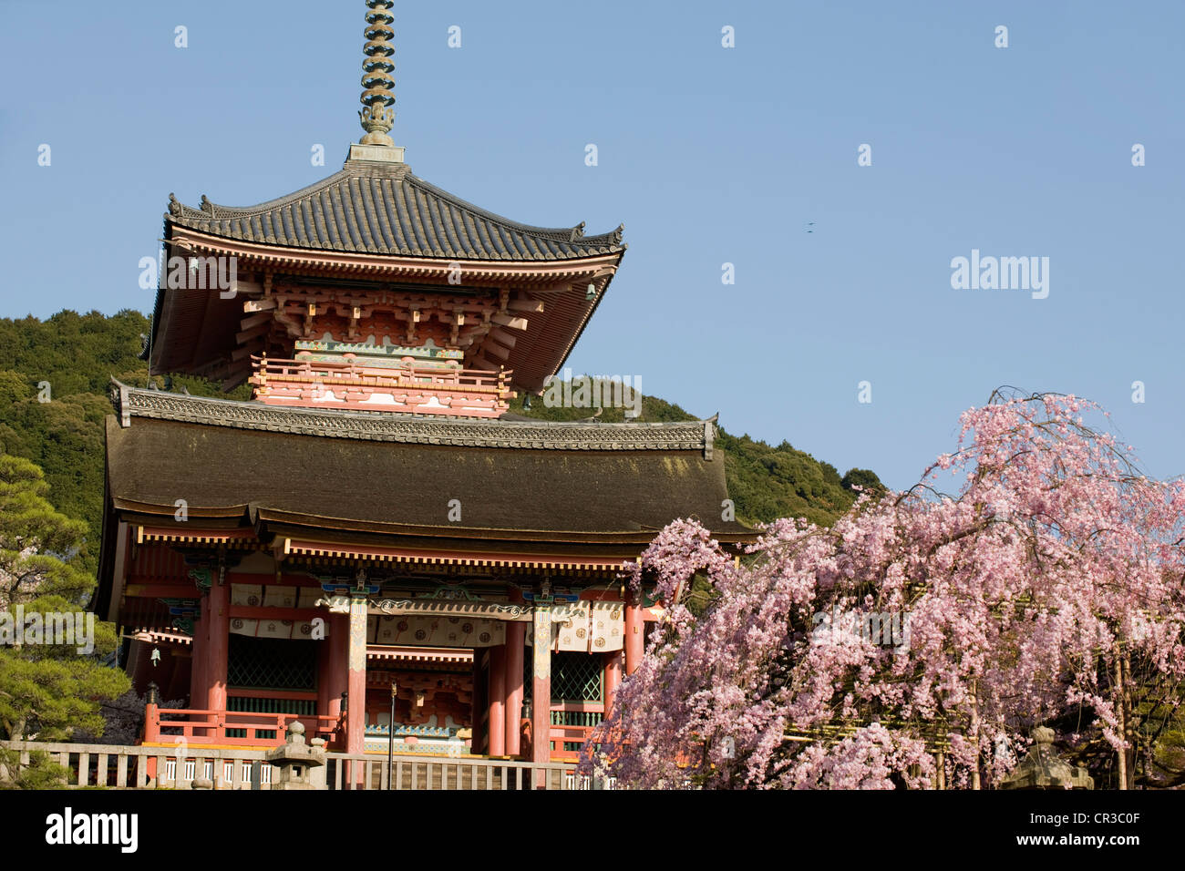 Giappone, isola di Honshu, Kinki regione, città di Kyoto, Kiyomizu Dera Tempio Patrimonio Mondiale UNESCO Foto Stock