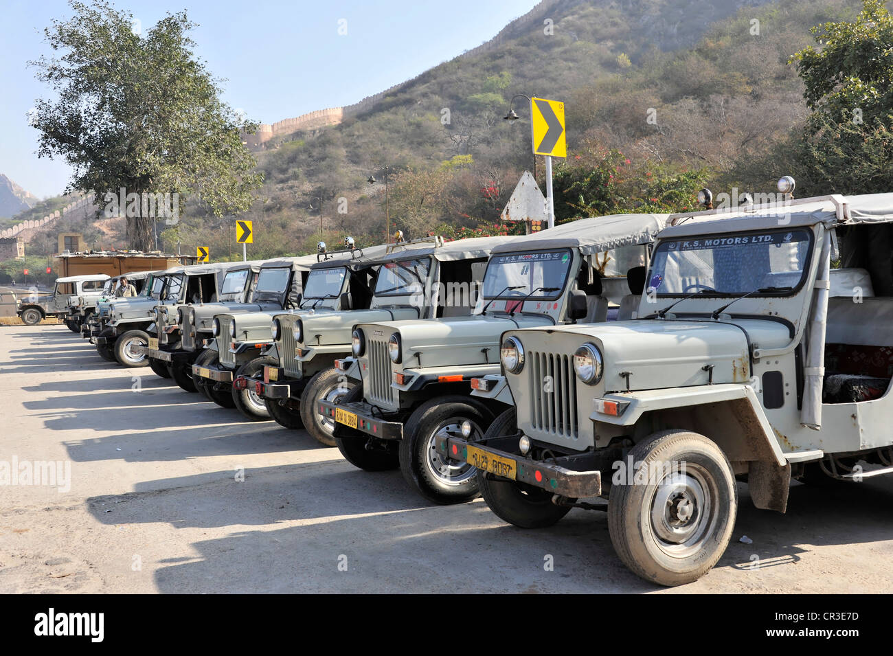 Jeep al Forte Amber, ambra, vicino a Jaipur, Rajasthan, Nord India, India, Asia del Sud, Asia Foto Stock