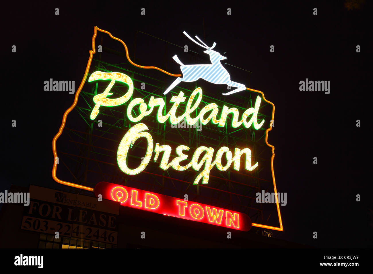 Portland Oregon, insegna al neon, Old Town Portland Foto Stock