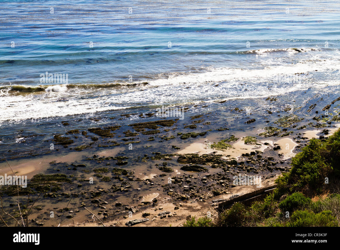 Costa rocciosa con la bassa marea Foto Stock