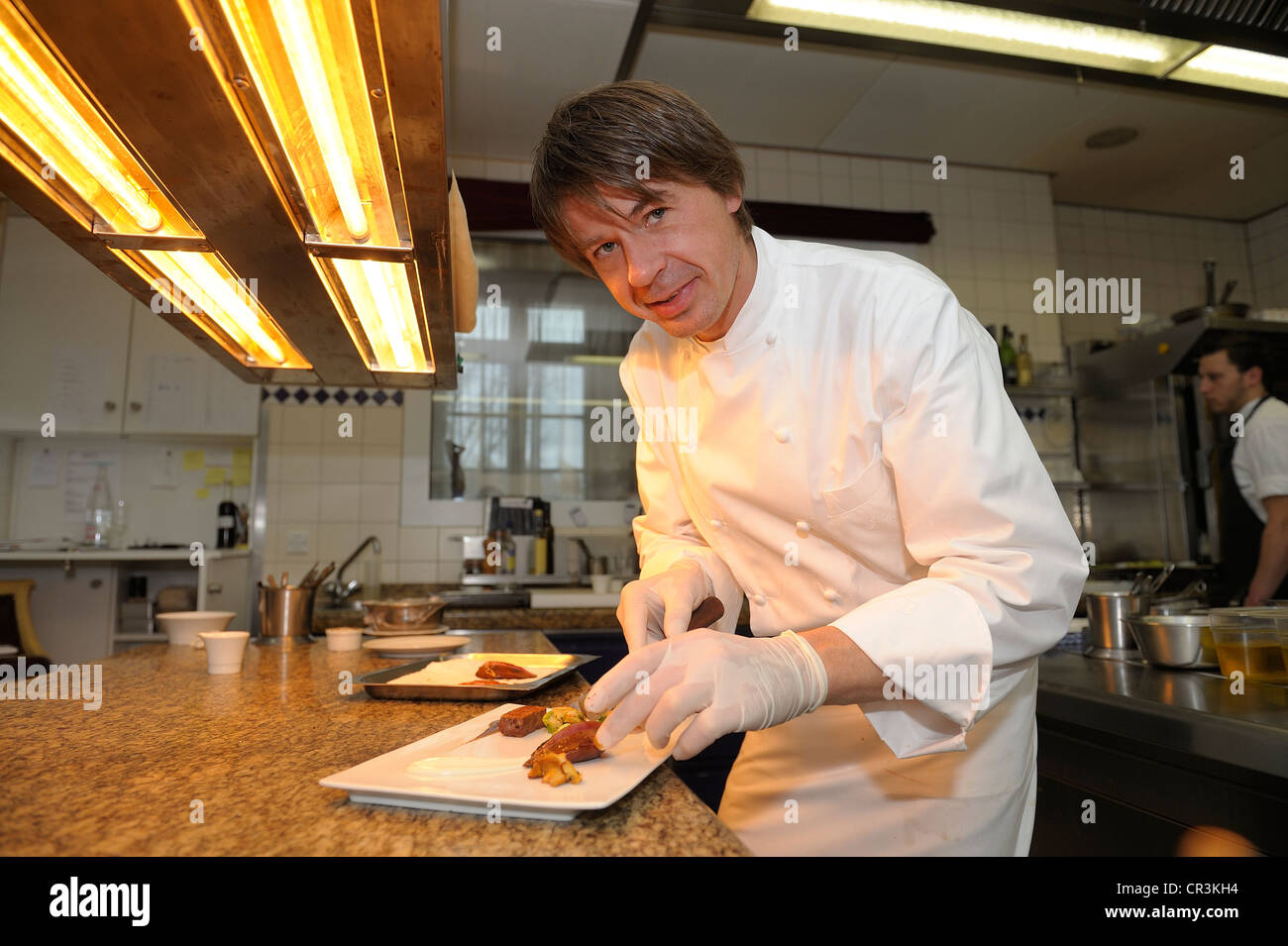 Three-star chef Joachim Wissler, Vendome Ristorante Grand Hotel Schloss Bensberg, Bergisch Gladbach-Bensberg Foto Stock