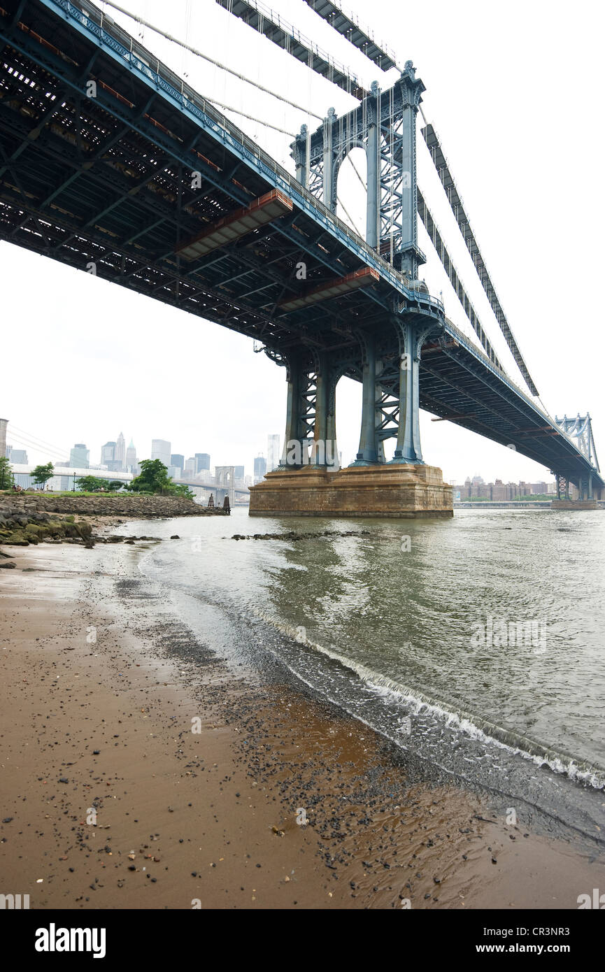 Manhattan Bridge, Brooklyn Heights, New York, Stati Uniti d'America Foto Stock