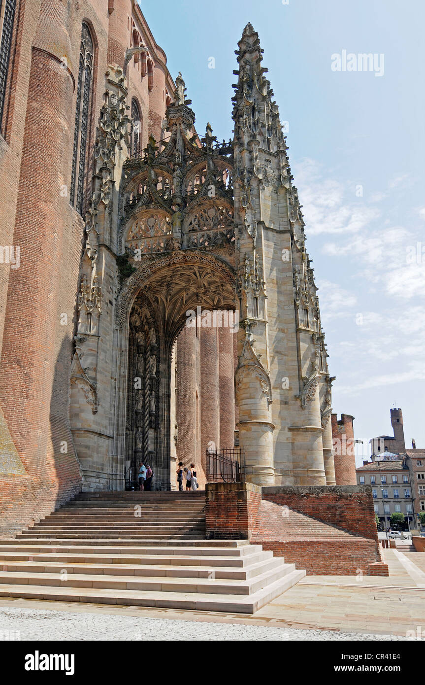 Portale, ingresso, Cathédrale Sainte-Cécile d'Albi o Albi cattedrale, Albi, Departement Tarn, Midi-Pirenei, Francia, Europa Foto Stock