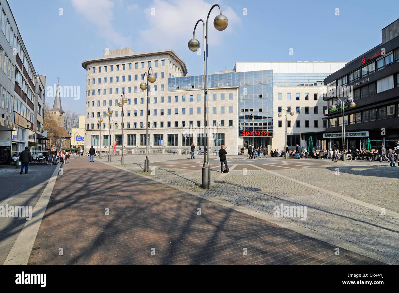 Storica la Sparkasse bank building, Dr-Ruer-Platz, citta' interna, Bochum, la zona della Ruhr, Renania settentrionale-Vestfalia, Germania, Europa Foto Stock