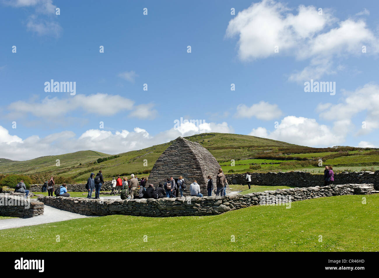 Gallarus oratorio, chiesa di pietra, sesto al VIII secolo, la penisola di Dingle, nella contea di Kerry, Irlanda, Europa Foto Stock
