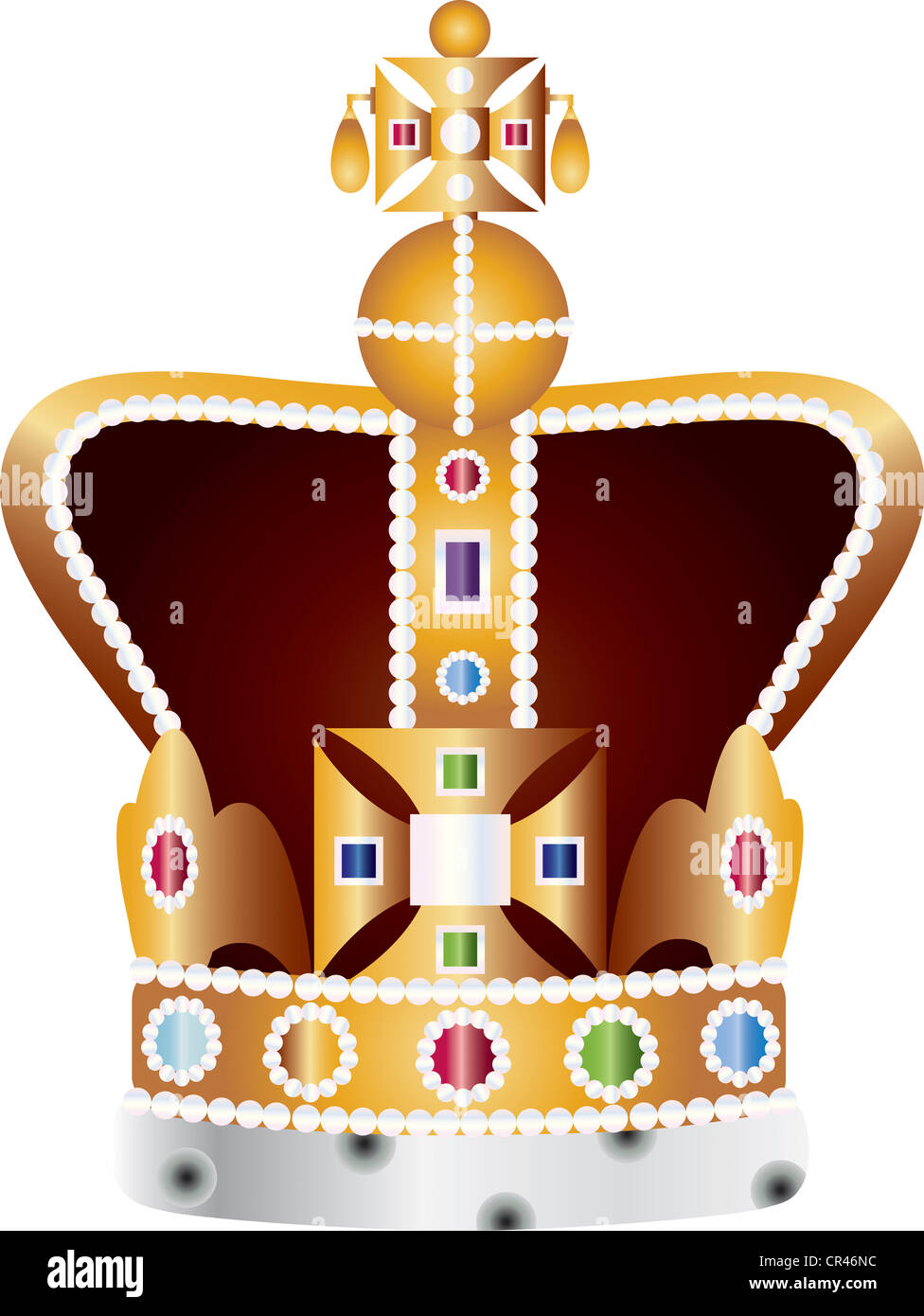 Inglese King e Queen incoronazione i Gioielli della Corona illustrazione isolati su sfondo bianco Foto Stock