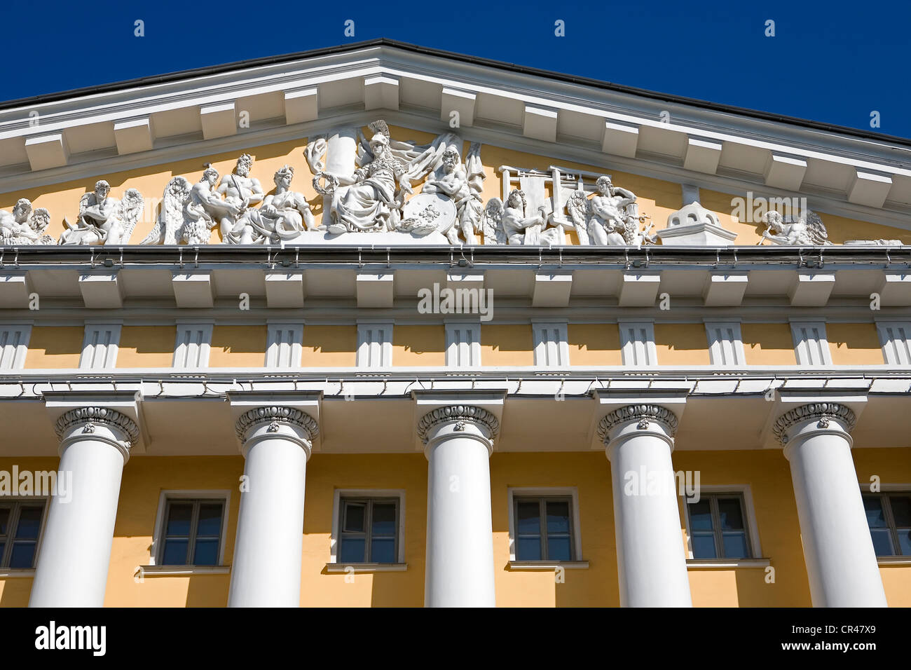 Russia, San Pietroburgo, patrimonio mondiale dell UNESCO, dettaglio della facciata occidentale degli ingegneri castello denominato anche Mikhailovski Foto Stock