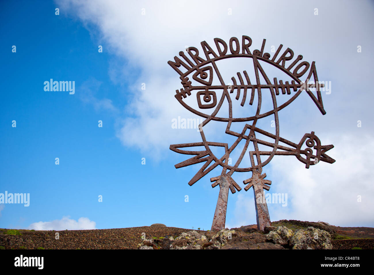 La scultura, Mirador del Rio, Lanzarote, Isole Canarie, Spagna, Europa Foto Stock