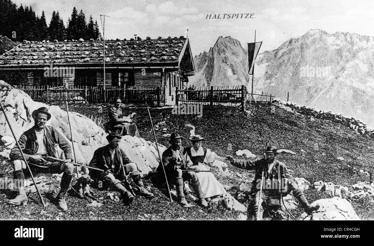 Vorderkaiserfelden mountain lodge, Kaiser mountain range, Austria, Europa, storico cartolina, circa 1900 Foto Stock