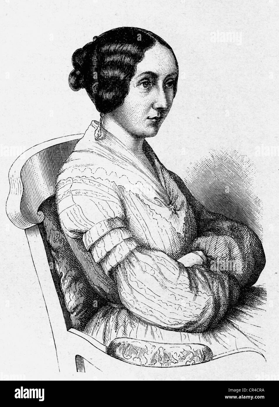 Ida Hahn-Hahn, nato Ida Marie Louise Sophie Friederike Gustava Graefin von Hahn, (1805 - 1880), poeta, scrittore, incisione in acciaio Foto Stock