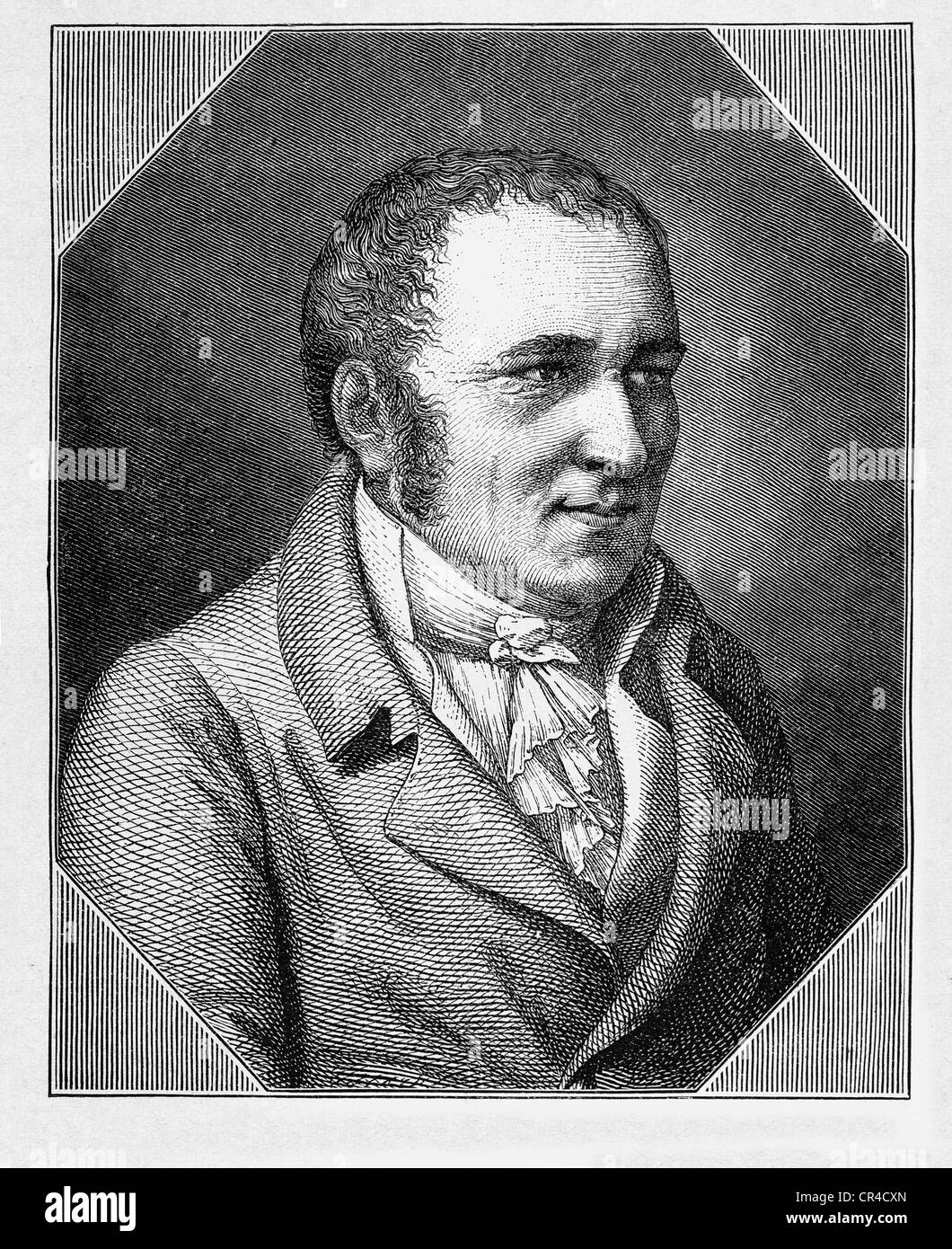 Johann Peter Hebel (1760 - 1826), poeta, scrittore, incisione in acciaio dopo un'immagine da Fr. Mueller, prima del 1880 Foto Stock