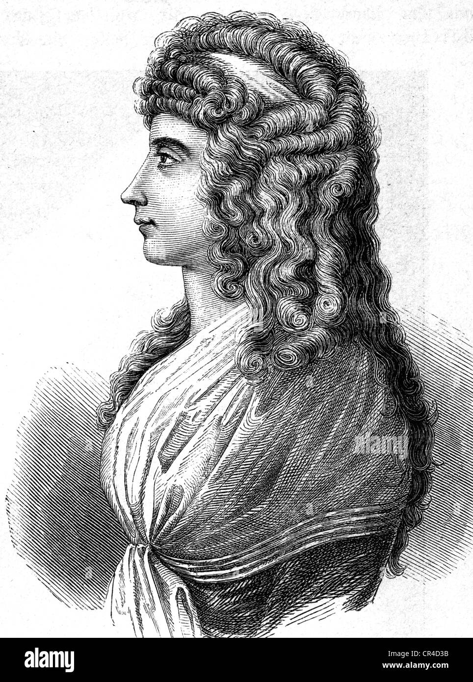 Charlotte von Stein (1742-1827), fidanzata J.W. von Goethe e Fr. Schiller, acciaio incisione, prima del 1880 Foto Stock