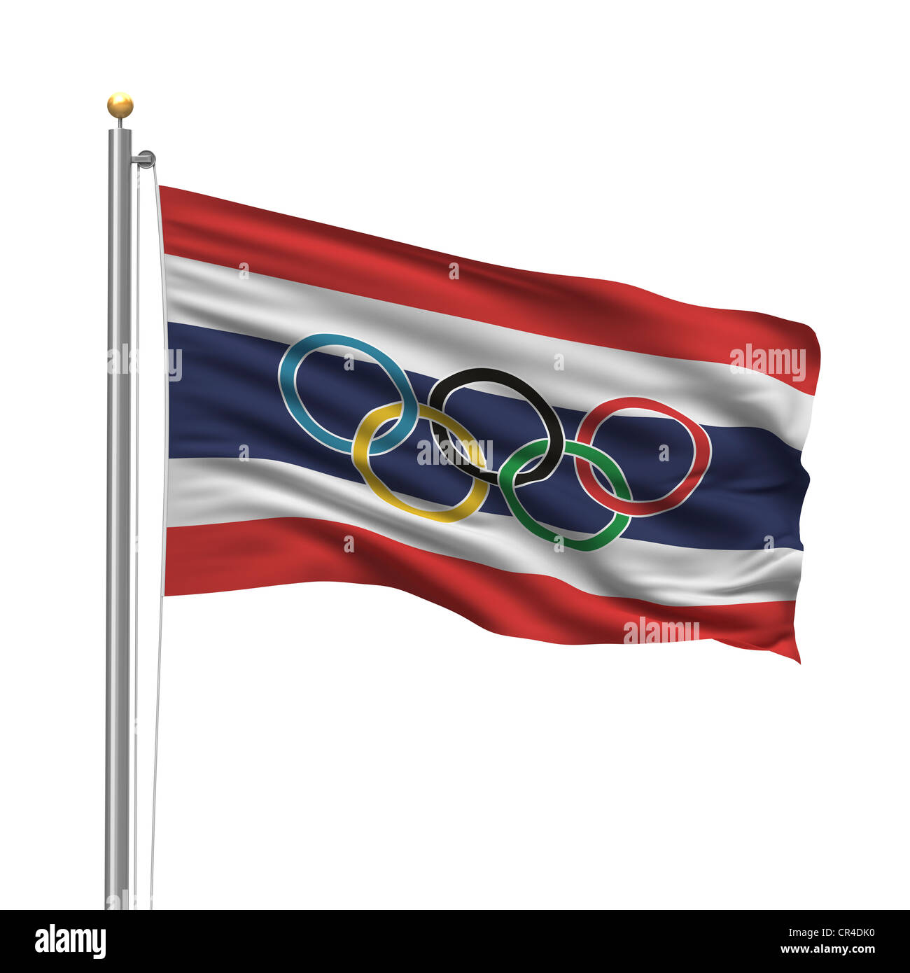 Bandiera della Thailandia con anelli olimpici Foto Stock