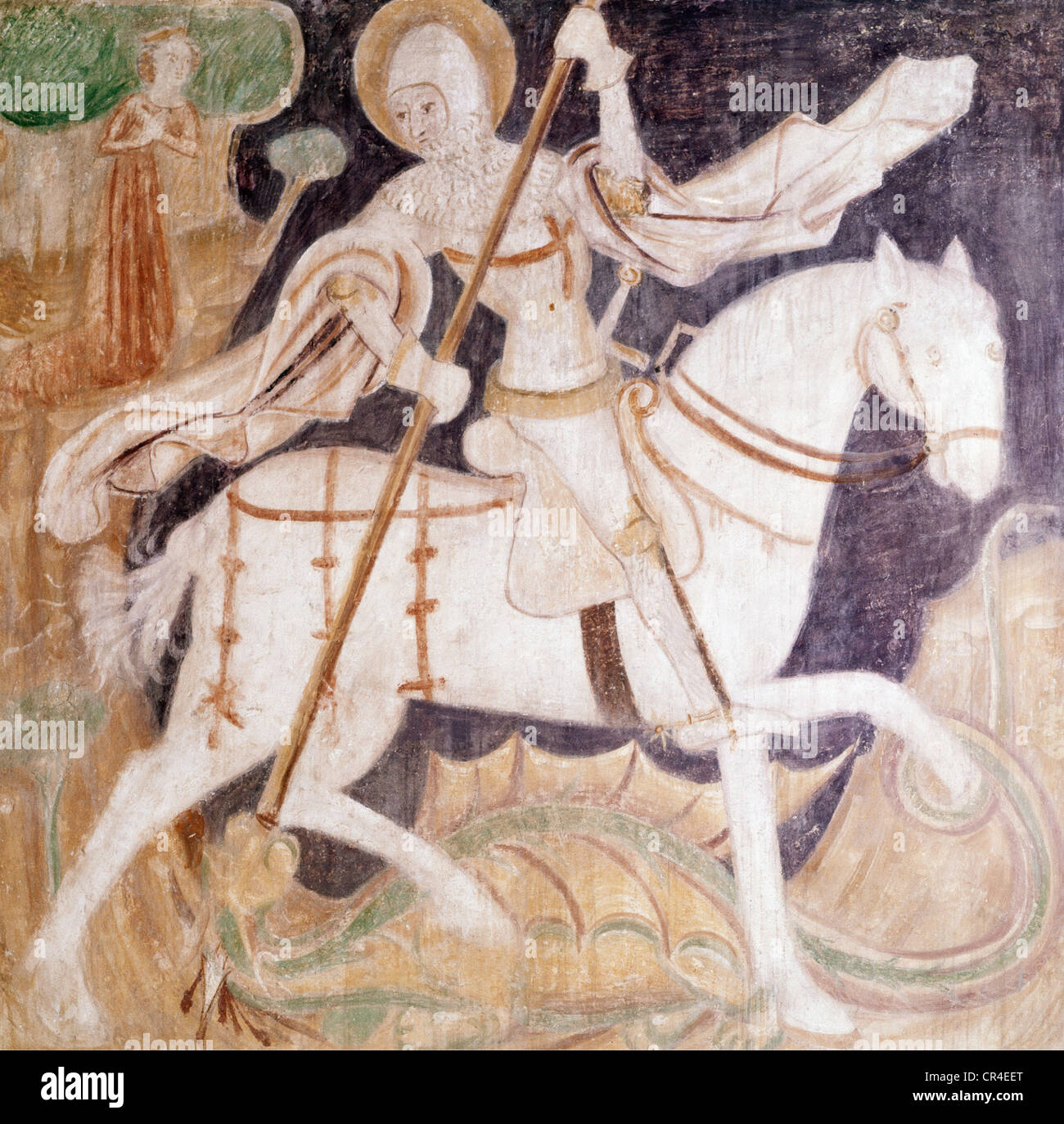 George, Saint, + circa 303, martire, Sant'Helper, dipinto a soffitto, anonimo, lotta con il drago, Foto Stock